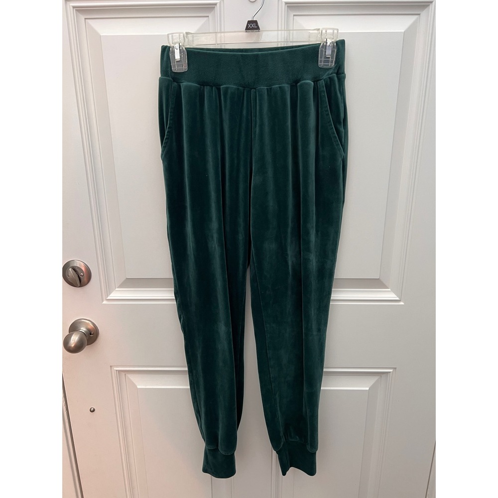 Cable & Gauge Studio Emerald Green Velour Joggers Womens XS Tapered Lounge Pants